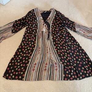 Free People Black and Multicolor Boho Dress